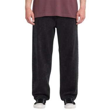 VOLCOM FREAZY LOOSE ELASTICATED WAIST DENIM PANTS BLACKITY BLK