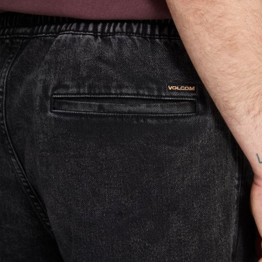 VOLCOM FREAZY LOOSE ELASTICATED WAIST DENIM PANTS BLACKITY BLK
