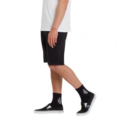 VOLCOM SOLVER DENIM SHORTS BLACK OUT