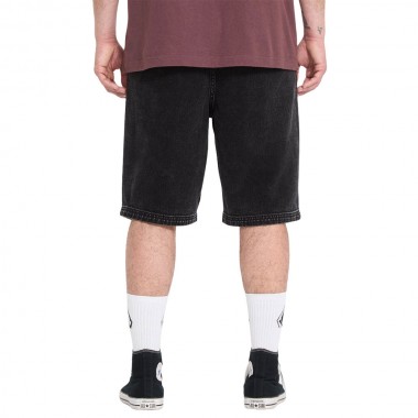 VOLCOM FREAZY DENIM ELASTICATED WAIST SHORTS 22 BLACKITY BLACK