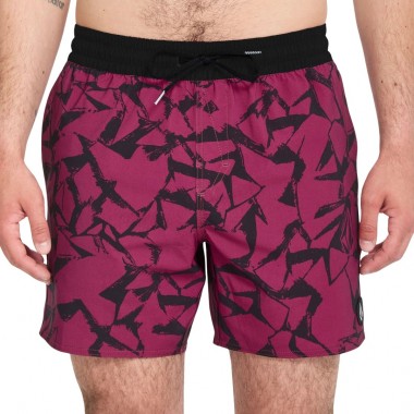 VOLCOM LIDO SOLID TRUNK BOARDSHORTS 16 SANGRIA