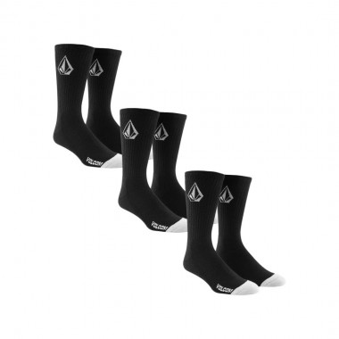 VOLCOM FULL STONE SOCKS 3PK BLACK