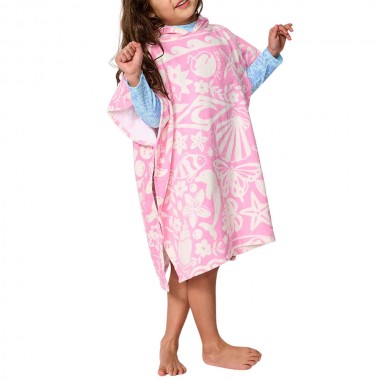 RIP CURL MIXED SNAP K HOODED PONCHO PINK