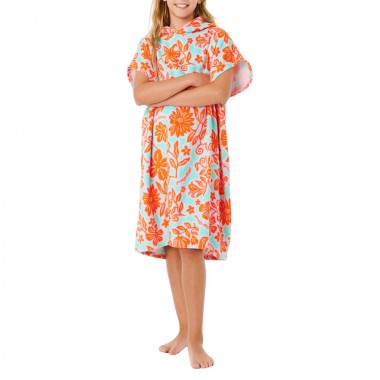 RIP CURL MIXED COTTON K HOODED PONCHO TEAL