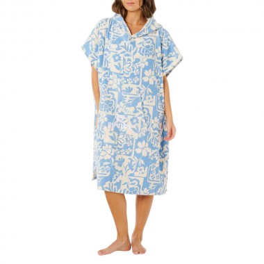 RIP CURL MIXED W HOODED PONCHO BLISSFUL BLUE