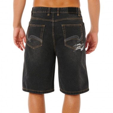 RIP CURL INNER VISIONS DENIM WALKSHORTS DARK ACID BLACK