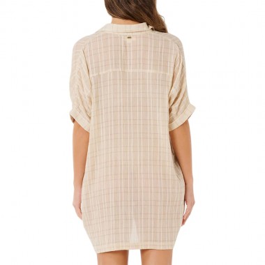 RIP CURL PARADISE CHECK W COVER UP OFF WHITE