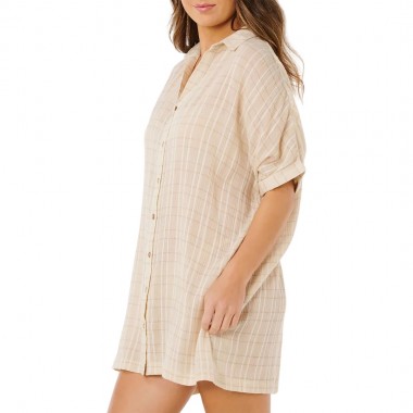 RIP CURL PARADISE CHECK W COVER UP OFF WHITE