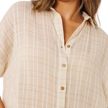 RIP CURL PARADISE CHECK W COVER UP OFF WHITE