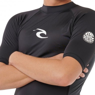 RIP CURL WAVES UPF50 PERFORMANCE RASH VEST BLACK
