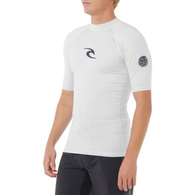 RIP CURL WAVES UPF50 PERFORMANCE RASH VEST WHITE