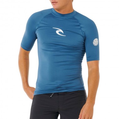 RIP CURL WAVES UPF50 PERFORMANCE RASH VEST BLUEFIN