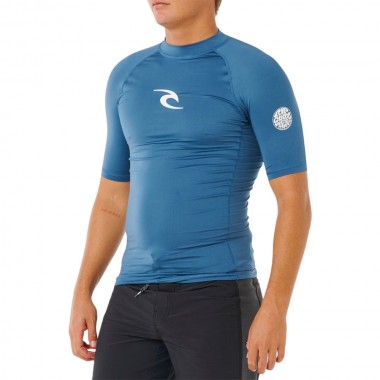 RIP CURL WAVES UPF50 PERFORMANCE RASH VEST BLUEFIN