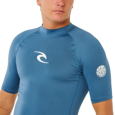 RIP CURL WAVES UPF50 PERFORMANCE RASH VEST BLUEFIN
