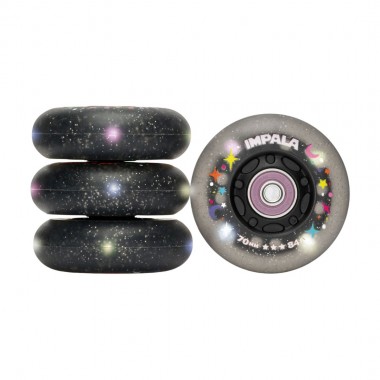 IMPALA LIGHT UP INLINE WHEELS 4PK 70MM BLACK TWINKLE