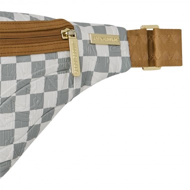 SPRAYGROUND GRAFF EMBOSSED CREAM CHECK SAVVY CROSSBODY BAG