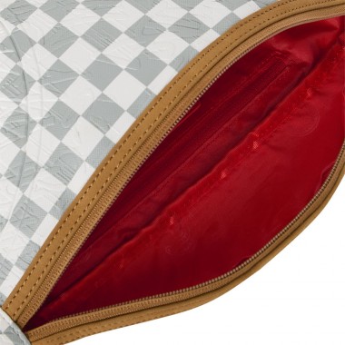 SPRAYGROUND GRAFF EMBOSSED CREAM CHECK SAVVY CROSSBODY BAG