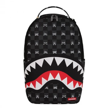 SPRAYGROUND GRAY PEEKING CHARACTER CHECK BACKPACK