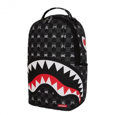 SPRAYGROUND GRAY PEEKING CHARACTER CHECK BACKPACK