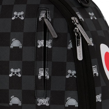 SPRAYGROUND GRAY PEEKING CHARACTER CHECK BACKPACK