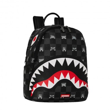 SPRAYGROUND GRAY PEEKING CHARACTER CHECK SAVAGE BACKPACK