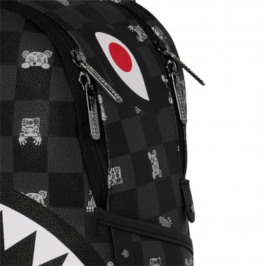 SPRAYGROUND GRAY PEEKING CHARACTER CHECK SAVAGE BACKPACK