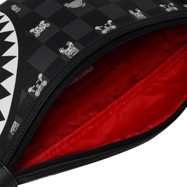 SPRAYGROUND GRAY PEEKING CHARACTER CHECK SAVVY CROSSBODY BAG