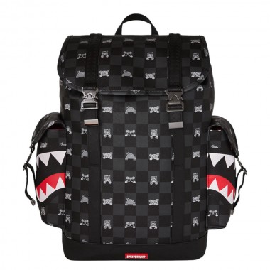 SPRAYGROUND GRAY PEEKING CHARACTER CHECK MONTE CARLO BACKPACK