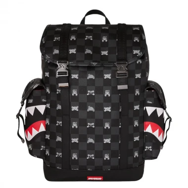 SPRAYGROUND GRAY PEEKING CHARACTER CHECK MONTE CARLO BACKPACK