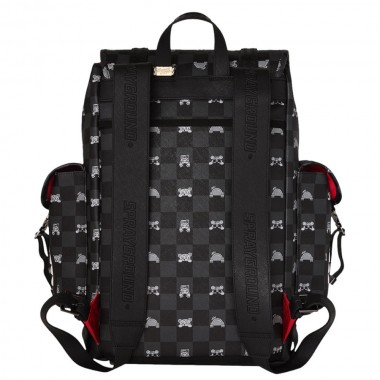 SPRAYGROUND GRAY PEEKING CHARACTER CHECK MONTE CARLO BACKPACK