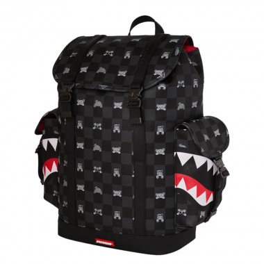 SPRAYGROUND GRAY PEEKING CHARACTER CHECK MONTE CARLO BACKPACK