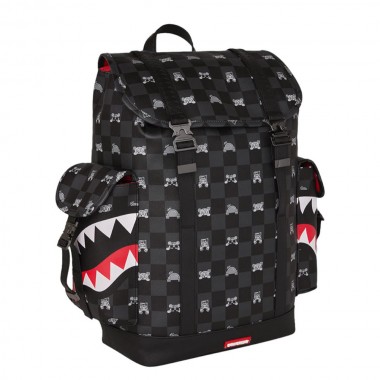 SPRAYGROUND GRAY PEEKING CHARACTER CHECK MONTE CARLO BACKPACK