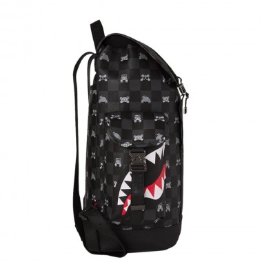 SPRAYGROUND GRAY PEEKING CHARACTER CHECK MONTE CARLO BACKPACK