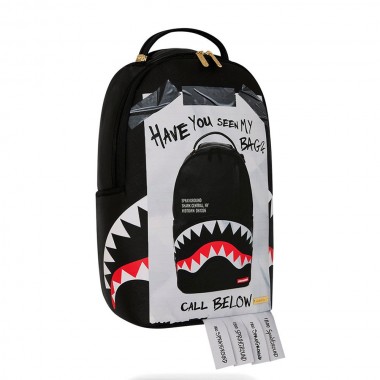 SPRAYGROUND MISSING BAG FLYER ON BAG W REAL CUT STRIPS BACKPACK