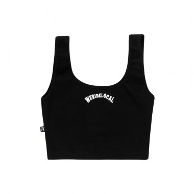 WE RIDE LOCAL TYPO W CROP TOP BLACK RIBBED