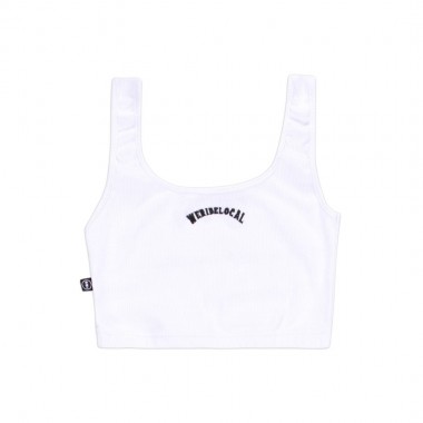 WE RIDE LOCAL TYPO W CROP TOP WHITE RIBBED