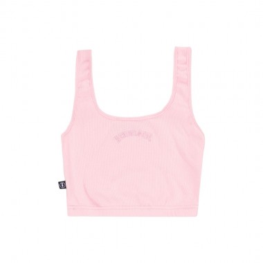WE RIDE LOCAL TYPO W CROP TOP BABY PINK RIBBED
