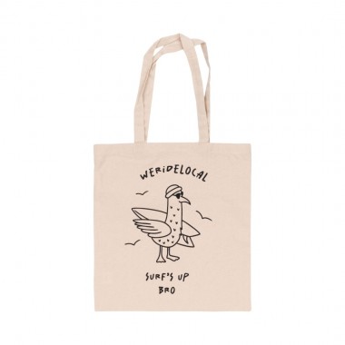 WE RIDE LOCAL SURF'S UP TOTE BAG BEIGE