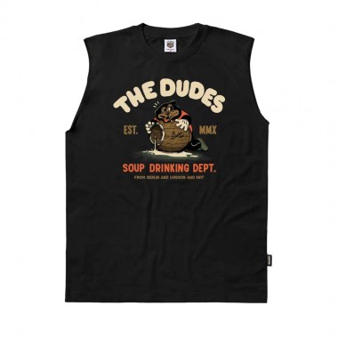 THE DUDES SOUP DRINKING CLASSIC TANK TOP BLACK