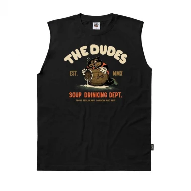 THE DUDES SOUP DRINKING CLASSIC TANK TOP BLACK