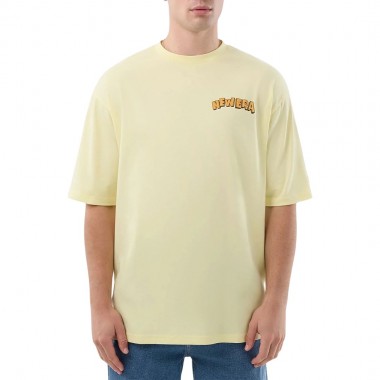 NEW ERA FUN BEACH PARTY GRAPHIC OS T-SHIRT PASTEL YELLOW