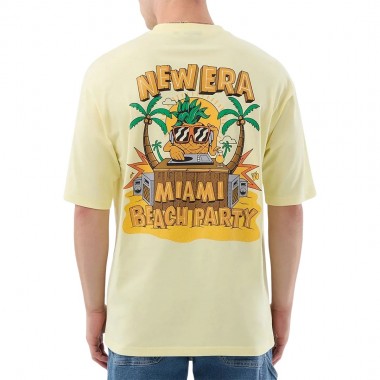 NEW ERA FUN BEACH PARTY GRAPHIC OS T-SHIRT PASTEL YELLOW
