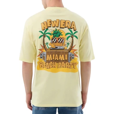 NEW ERA FUN BEACH PARTY GRAPHIC OS T-SHIRT PASTEL YELLOW