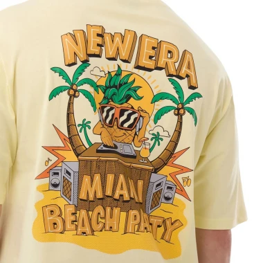 NEW ERA FUN BEACH PARTY GRAPHIC OS T-SHIRT PASTEL YELLOW
