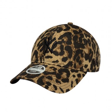 NEW ERA MLB NY YANKEES LEOPARD W 9TWENTY ADJ CAP DARK BROWN