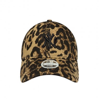 NEW ERA MLB NY YANKEES LEOPARD W 9TWENTY ADJ CAP DARK BROWN