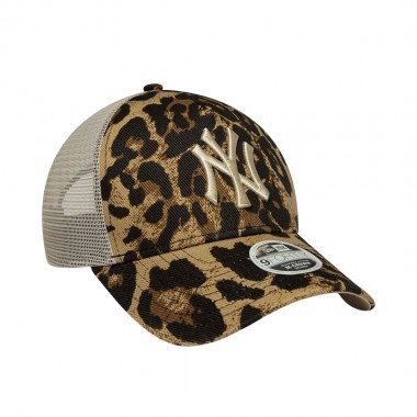 NEW ERA NY YANKEES LEOPARD W 9FORTY AF TRUCKER CAP DARK BROWN