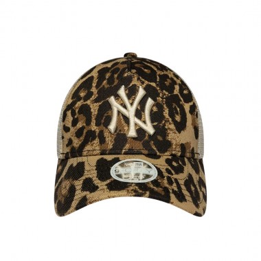 NEW ERA NY YANKEES LEOPARD W 9FORTY AF TRUCKER CAP DARK BROWN