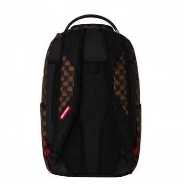 SPRAYGROUND BROWN AND CREAM DRIP CHECK SHARK BACKPACK