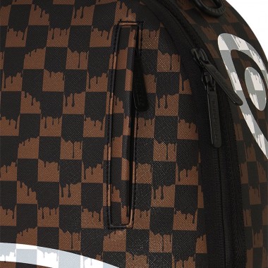 SPRAYGROUND BROWN AND CREAM DRIP CHECK SHARK BACKPACK